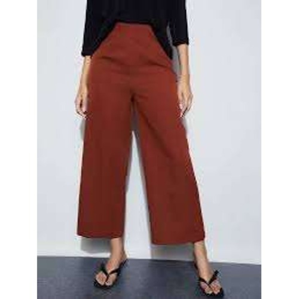 Six June Rust Brown Wide Leg High Rise Elastic Back Trousers Women Pants size S